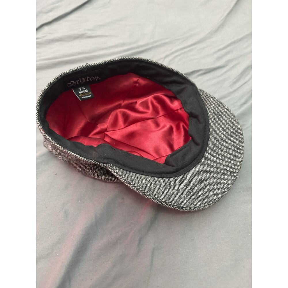 Brixton Newsboy Cabbie Hat Mens 7 1/4 Gray Tweed Wool Blend Cap - Picture 9 of 10